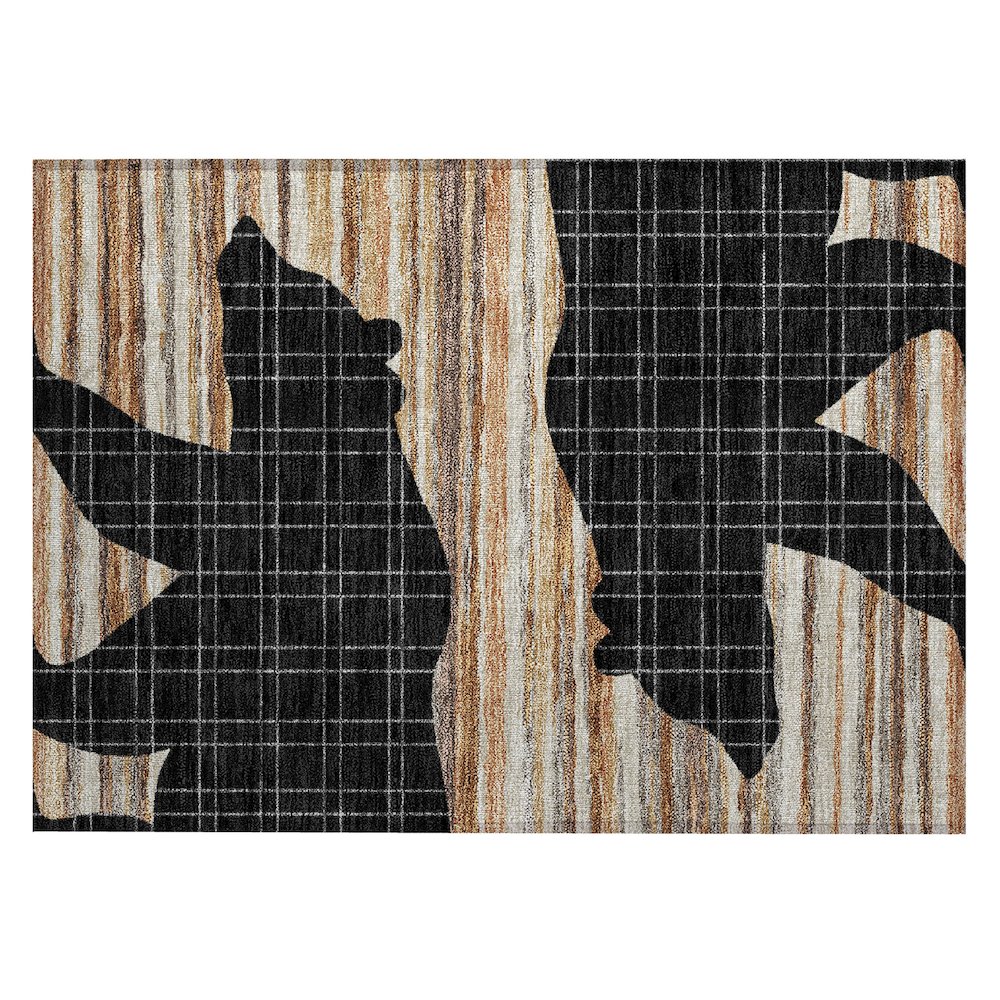 Machine Washable Indoor/Outdoor Chantille ACN2577 Black 1'8" x 2'6" Rug. Picture 1