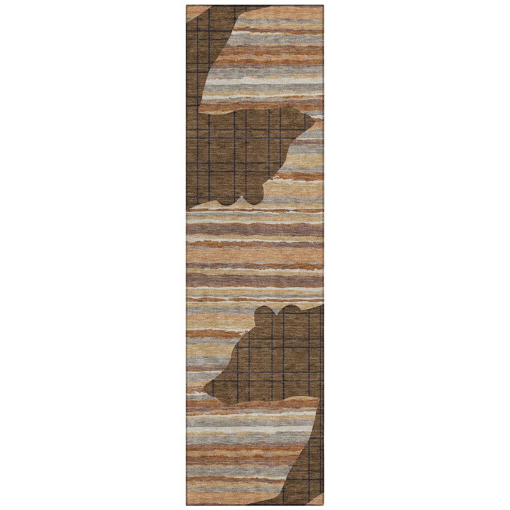 Machine Washable Indoor/Outdoor Chantille ACN2577 Brown 2'3" x 7'6" Runner Rug. Picture 1