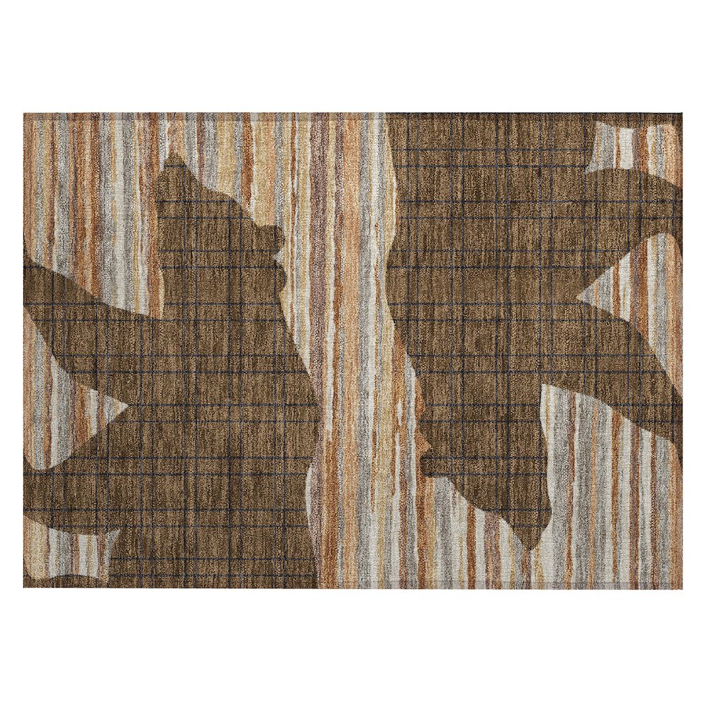 Machine Washable Indoor/Outdoor Chantille ACN2577 Brown 1'8" x 2'6" Rug. Picture 1