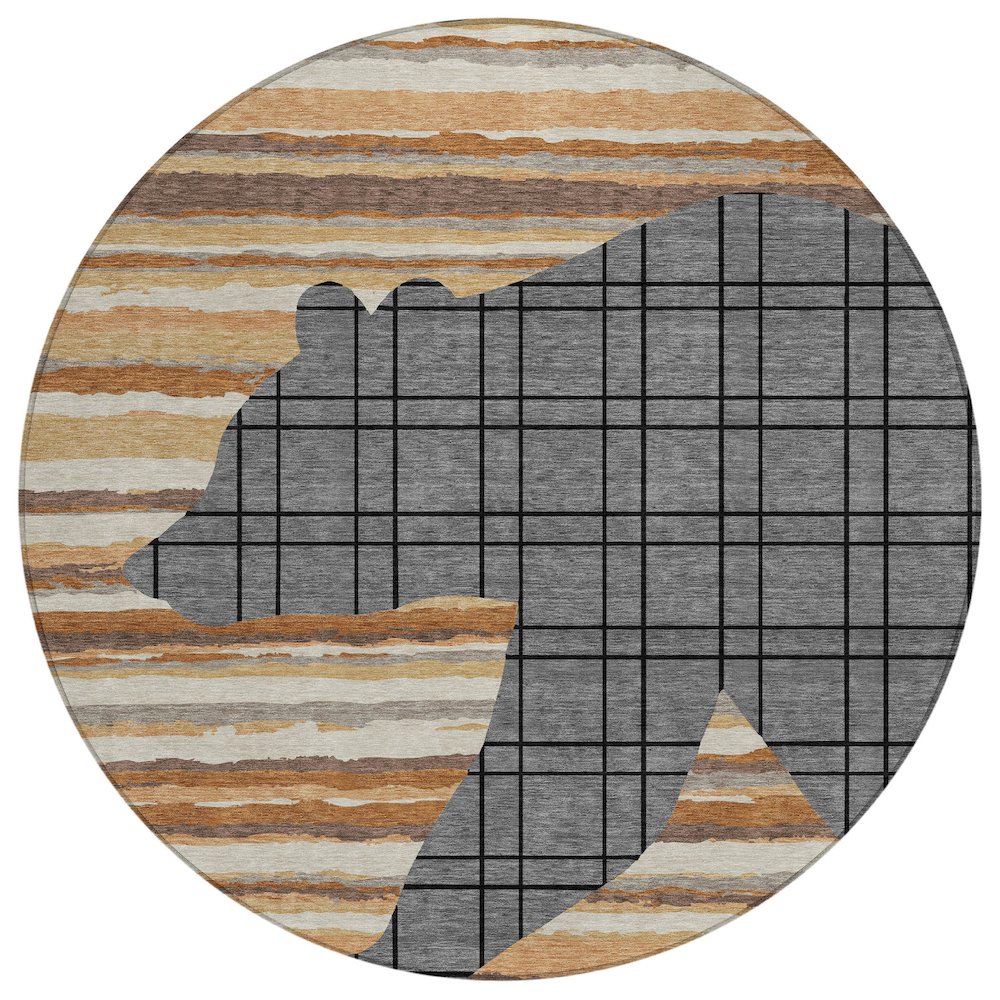 Machine Washable Indoor/Outdoor Chantille ACN2577 Gray 8' x 8' Round Rug. Picture 1