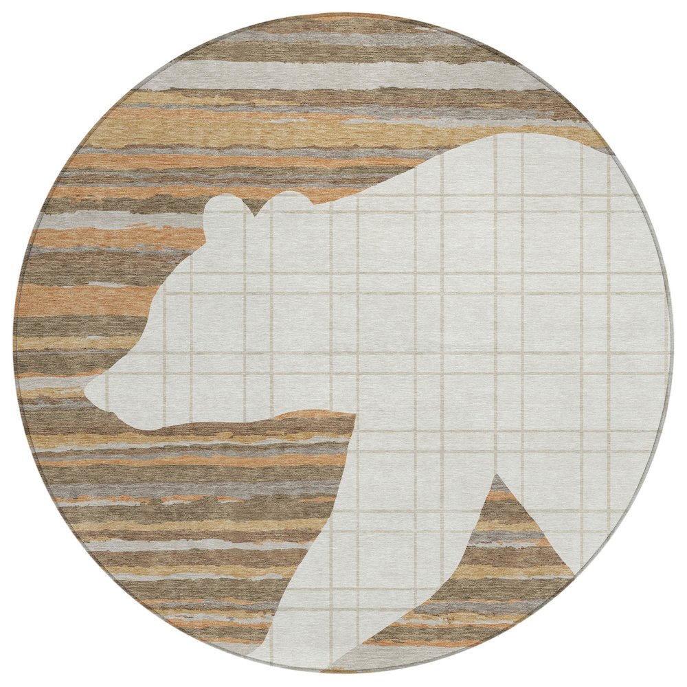 Machine Washable Indoor/Outdoor Chantille ACN2577 Ivory 8' x 8' Round Rug. Picture 1