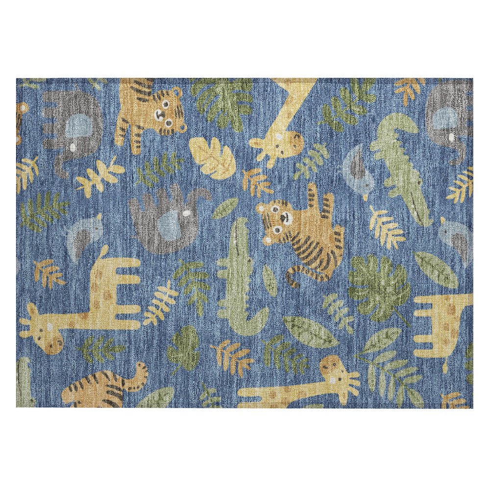 Machine Washable Indoor/Outdoor Chantille ACN2578 Blue 1'8" x 2'6" Rug. Picture 1