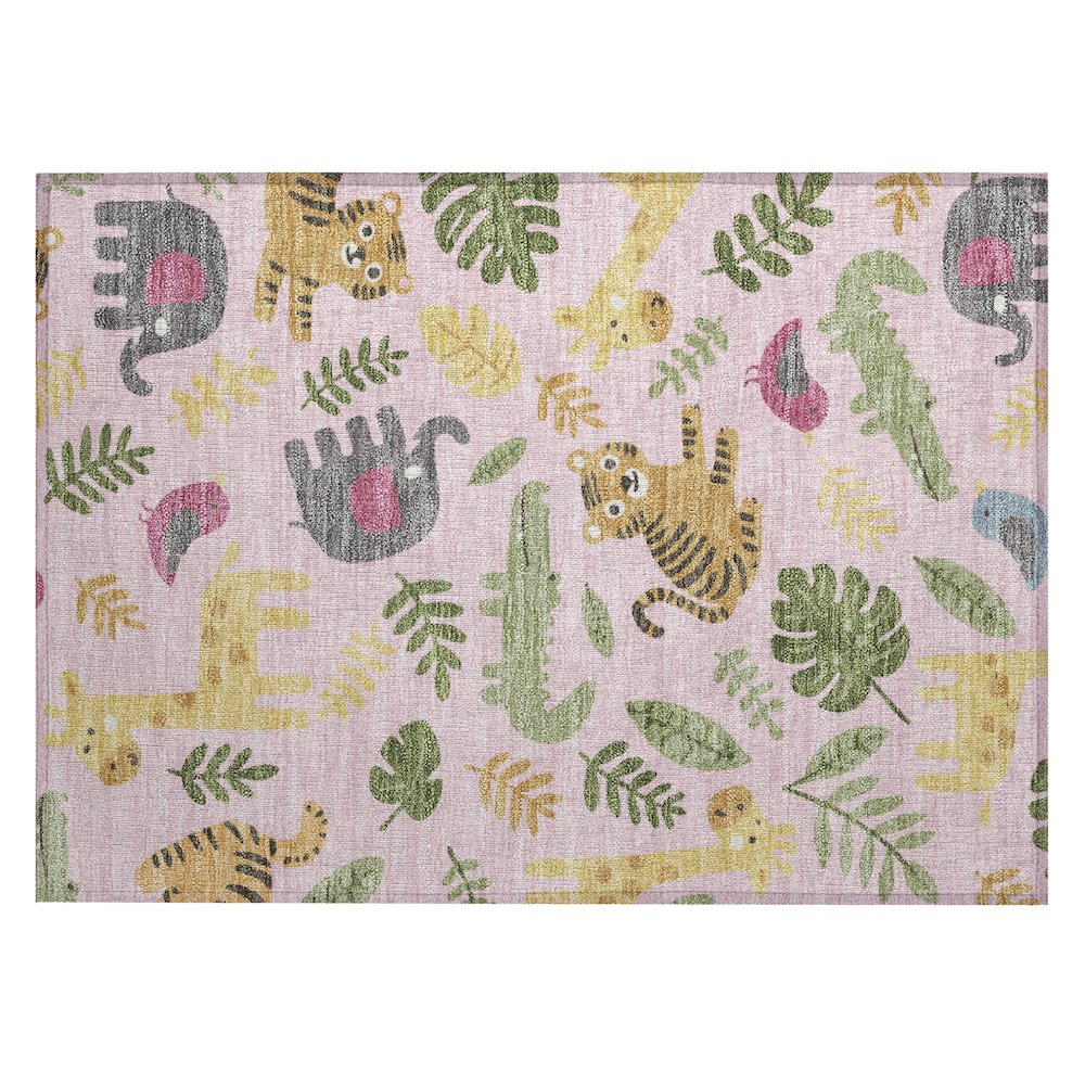 Machine Washable Indoor/Outdoor Chantille ACN2578 Pink 1'8" x 2'6" Rug. Picture 1