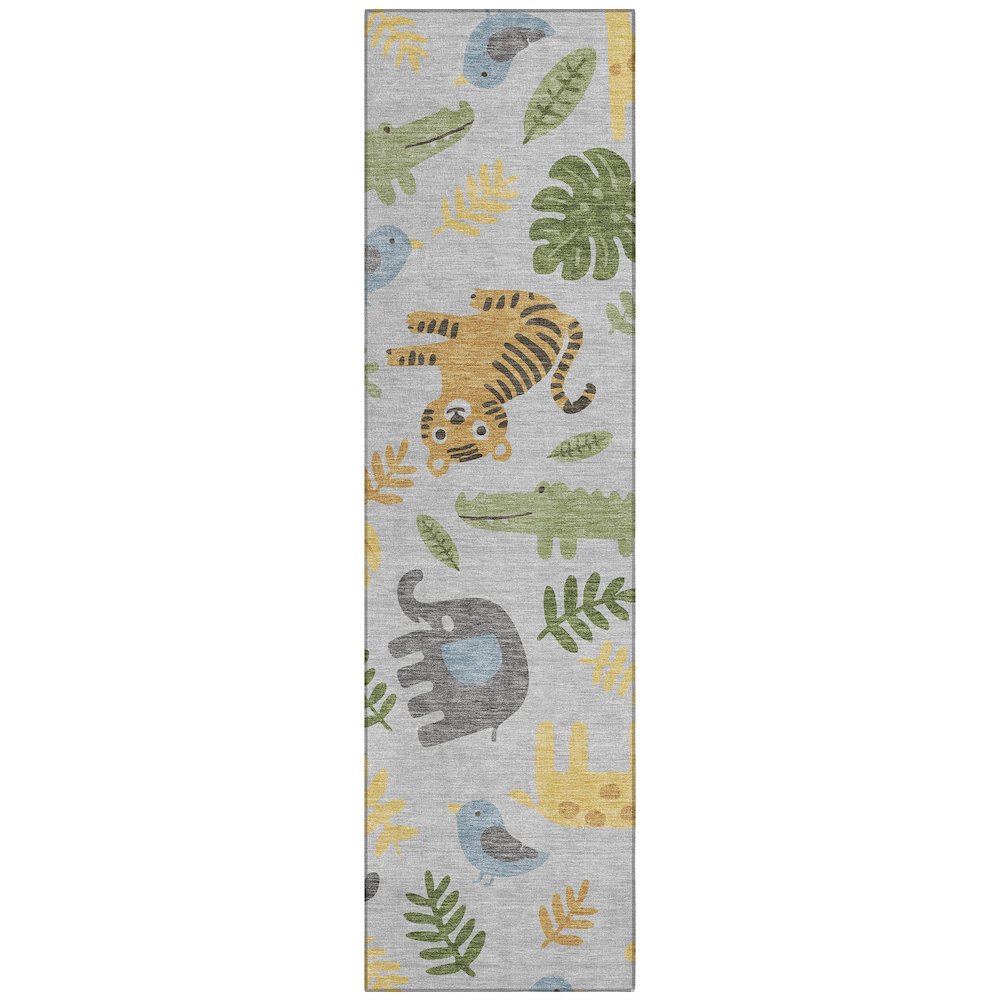 Machine Washable Indoor/Outdoor Chantille ACN2578 Gray 2'3" x 7'6" Runner Rug. Picture 1