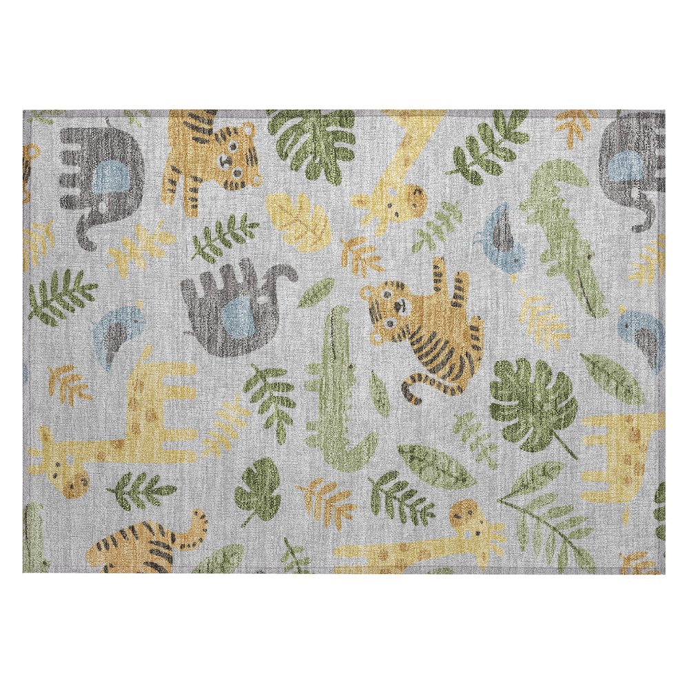 Machine Washable Indoor/Outdoor Chantille ACN2578 Gray 1'8" x 2'6" Rug. Picture 1