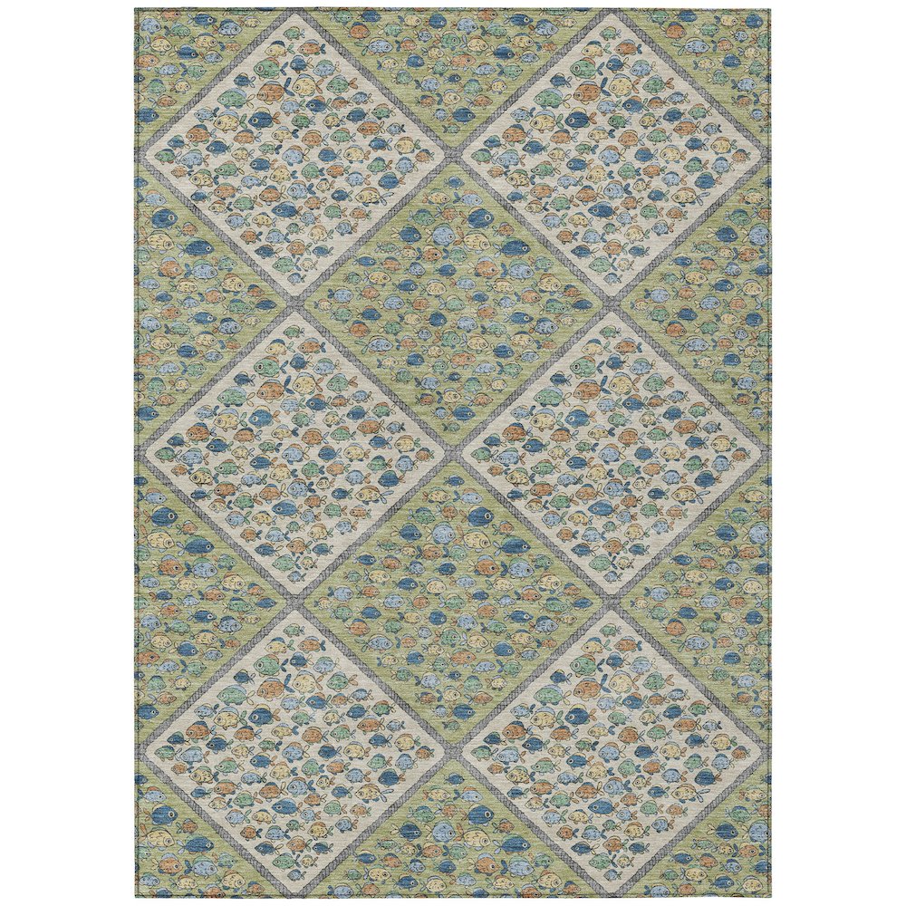 Machine Washable Indoor/Outdoor Chantille ACN2579 Green 2'6" x 3'10" Rug. Picture 1