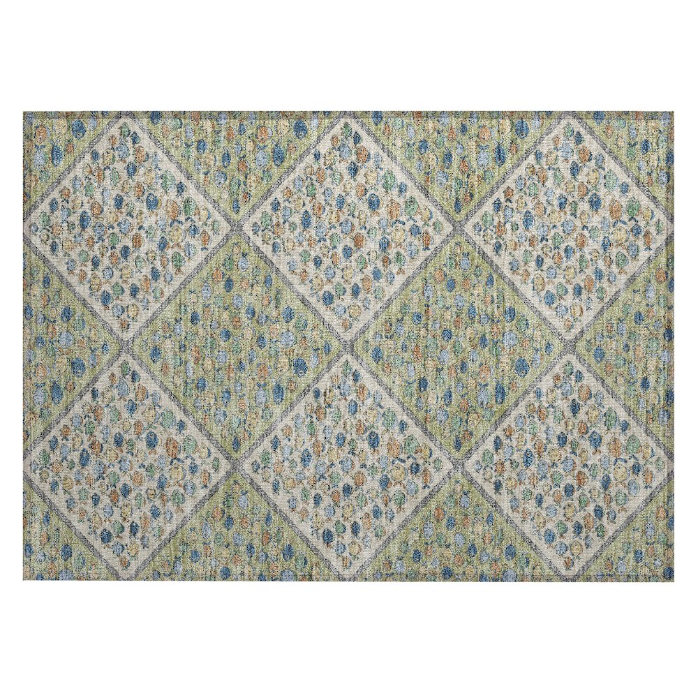 Machine Washable Indoor/Outdoor Chantille ACN2579 Green 1'8" x 2'6" Rug. Picture 1
