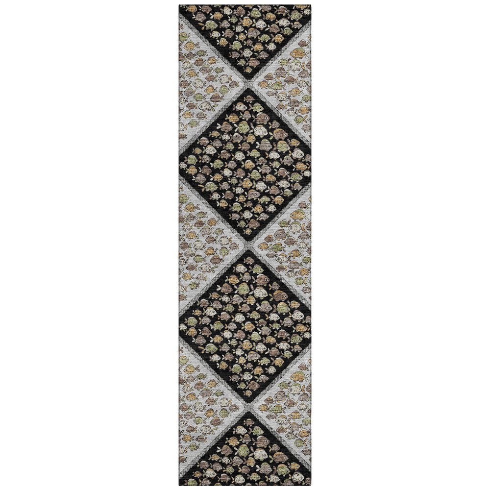 Machine Washable Indoor/Outdoor Chantille ACN2579 Black 2'3" x 7'6" Runner Rug. Picture 1