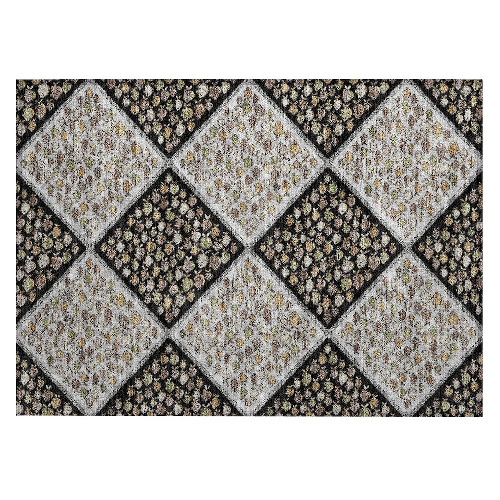 Machine Washable Indoor/Outdoor Chantille ACN2579 Black 1'8" x 2'6" Rug. Picture 1