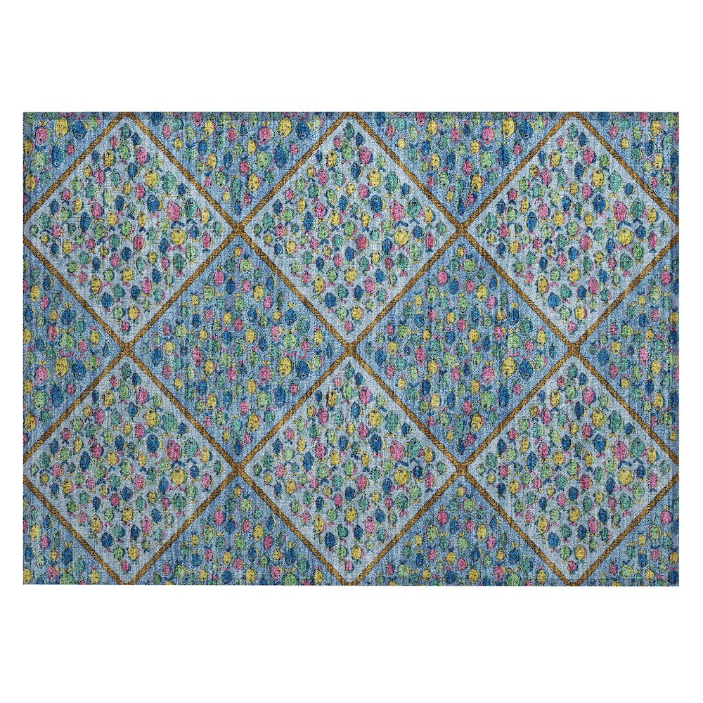 Machine Washable Indoor/Outdoor Chantille ACN2579 Blue 1'8" x 2'6" Rug. Picture 1
