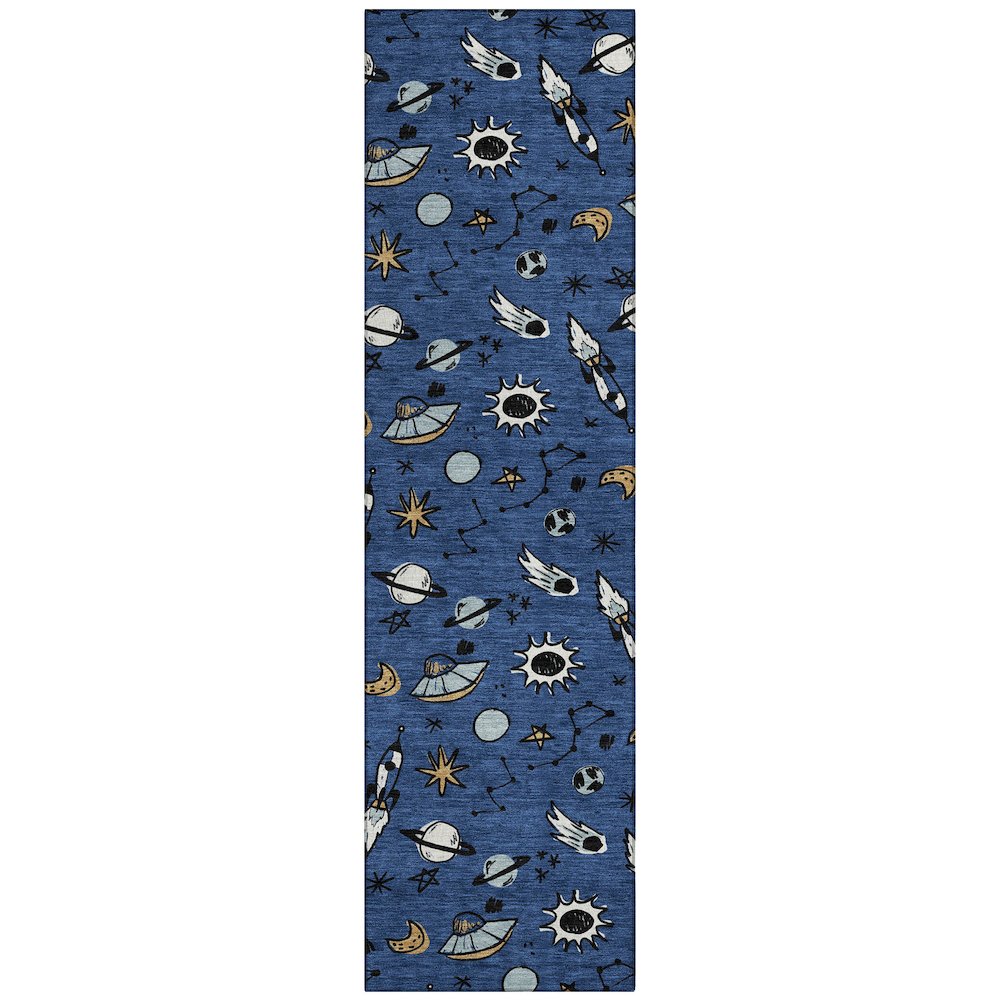 Machine Washable Indoor/Outdoor Chantille ACN2580 Blue 2'3" x 7'6" Runner Rug. Picture 1