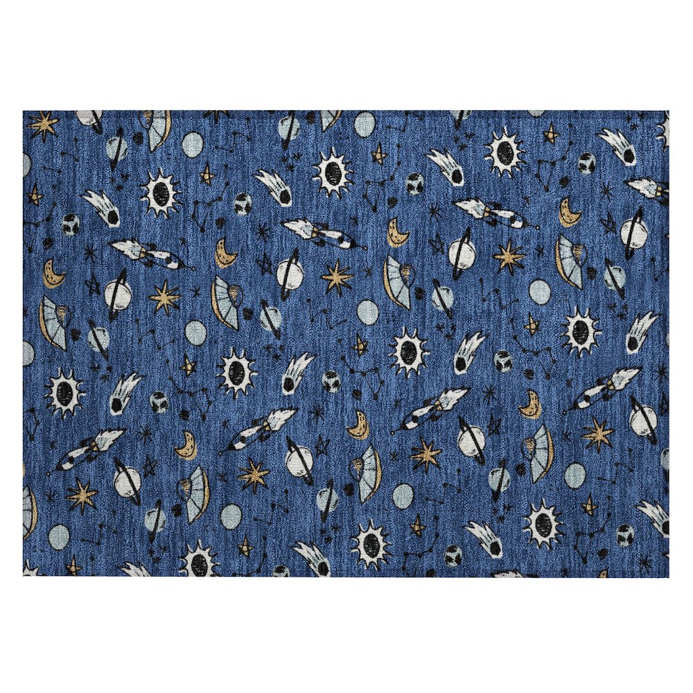 Machine Washable Indoor/Outdoor Chantille ACN2580 Blue 1'8" x 2'6" Rug. Picture 1