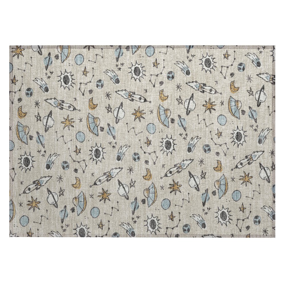 Machine Washable Indoor/Outdoor Chantille ACN2580 Brown 1'8" x 2'6" Rug. Picture 1