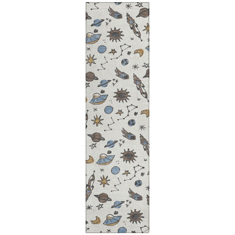 Machine Washable Indoor/Outdoor Chantille ACN2580 Ivory 2'3" x 7'6" Runner Rug. Picture 1