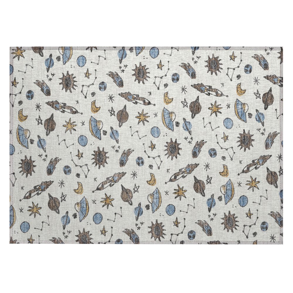 Machine Washable Indoor/Outdoor Chantille ACN2580 Ivory 1'8" x 2'6" Rug. Picture 1