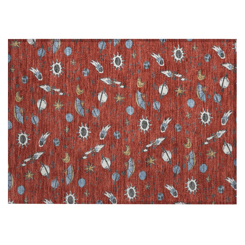 Machine Washable Indoor/Outdoor Chantille ACN2580 Red 1'8" x 2'6" Rug. Picture 1