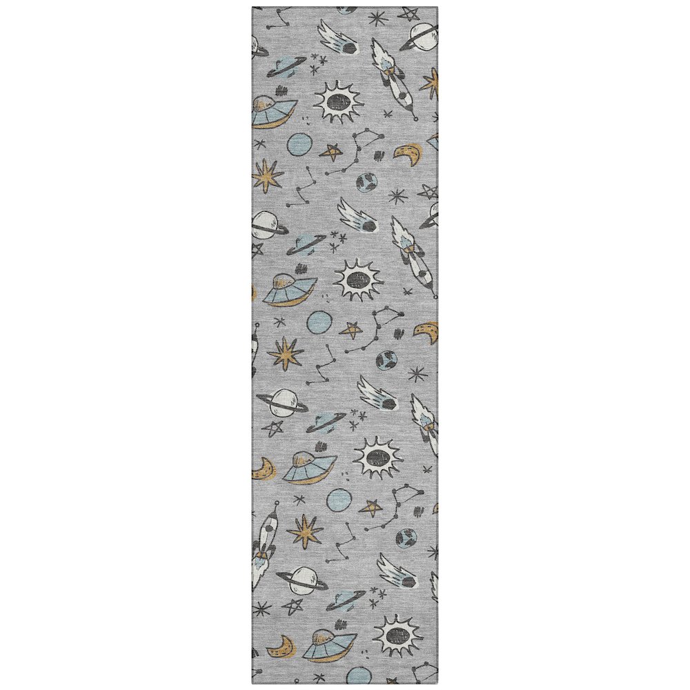 Machine Washable Indoor/Outdoor Chantille ACN2580 Gray 2'3" x 7'6" Runner Rug. Picture 1