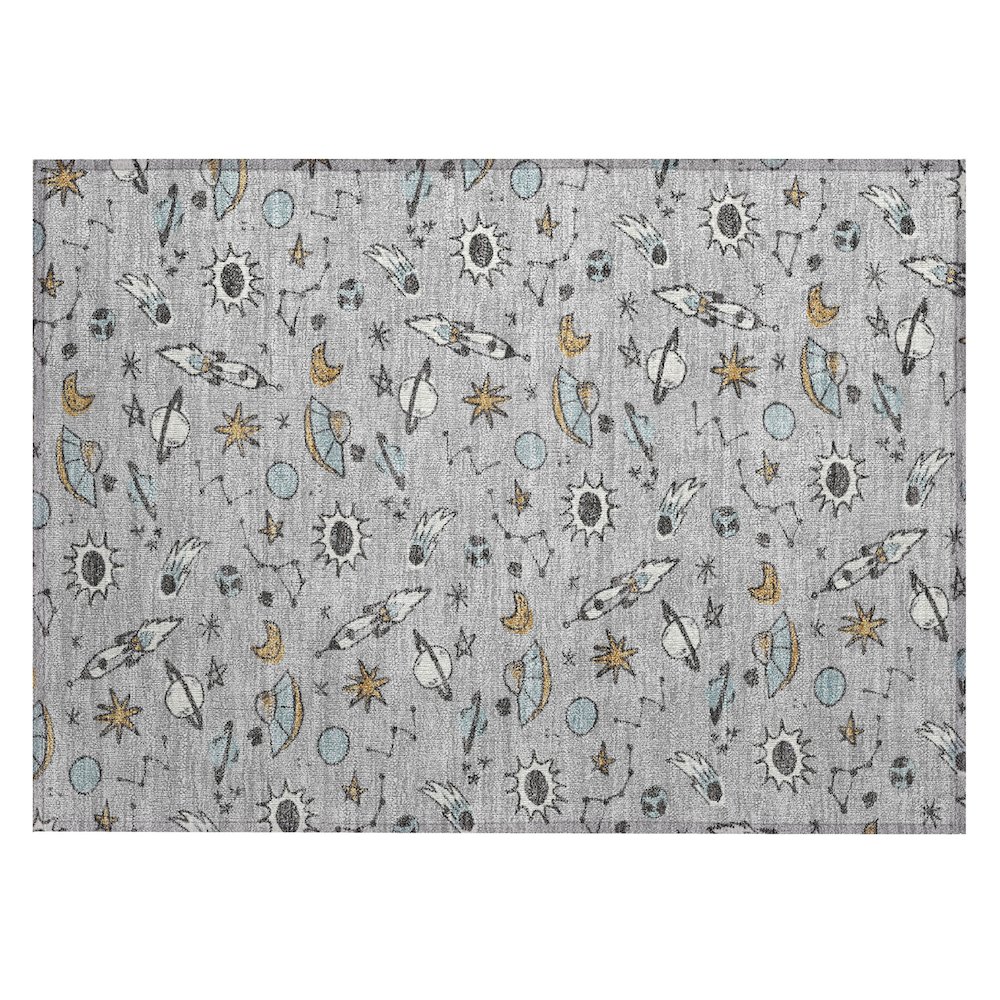 Machine Washable Indoor/Outdoor Chantille ACN2580 Gray 1'8" x 2'6" Rug. Picture 1