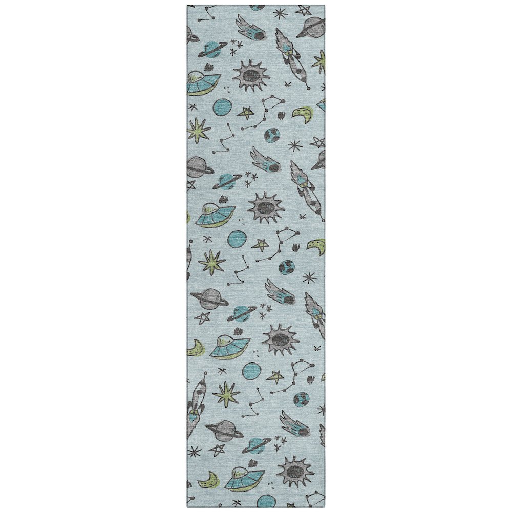 Machine Washable Indoor/Outdoor Chantille ACN2580 Blue 2'3" x 7'6" Runner Rug. Picture 1