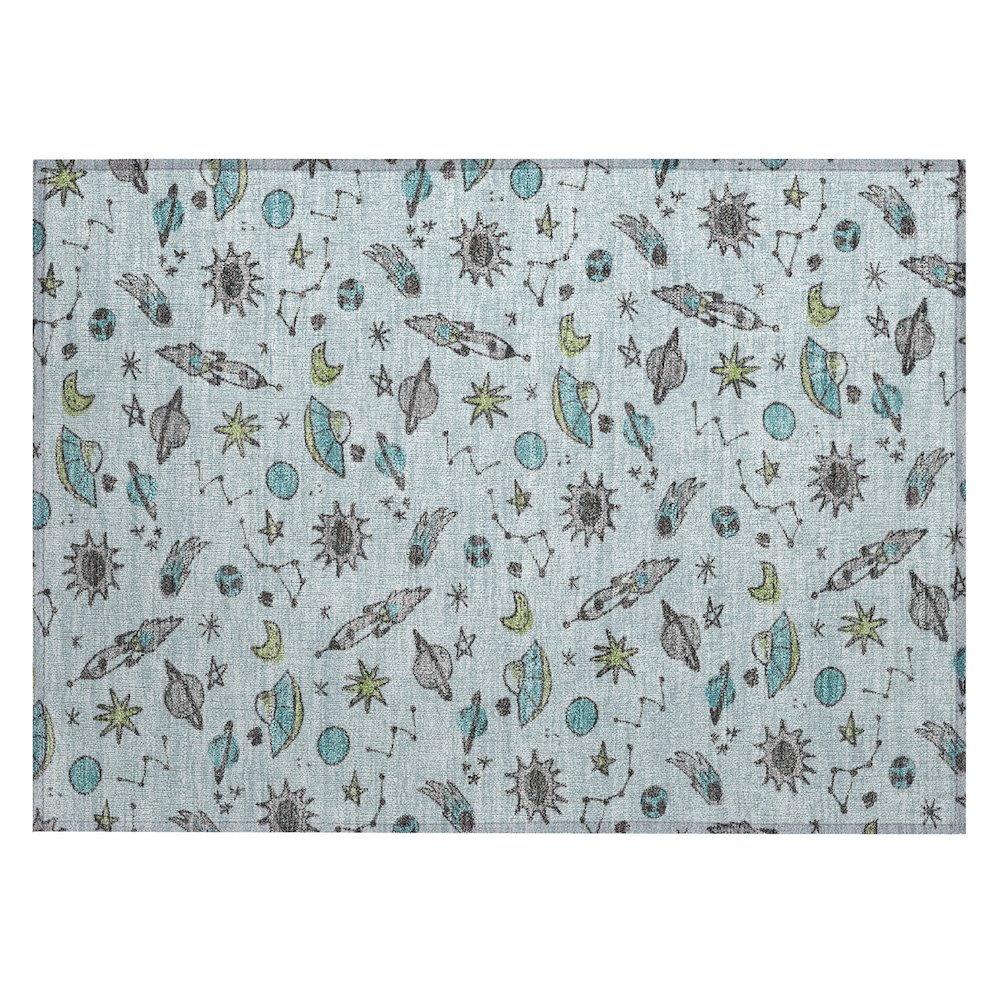 Machine Washable Indoor/Outdoor Chantille ACN2580 Blue 1'8" x 2'6" Rug. Picture 1