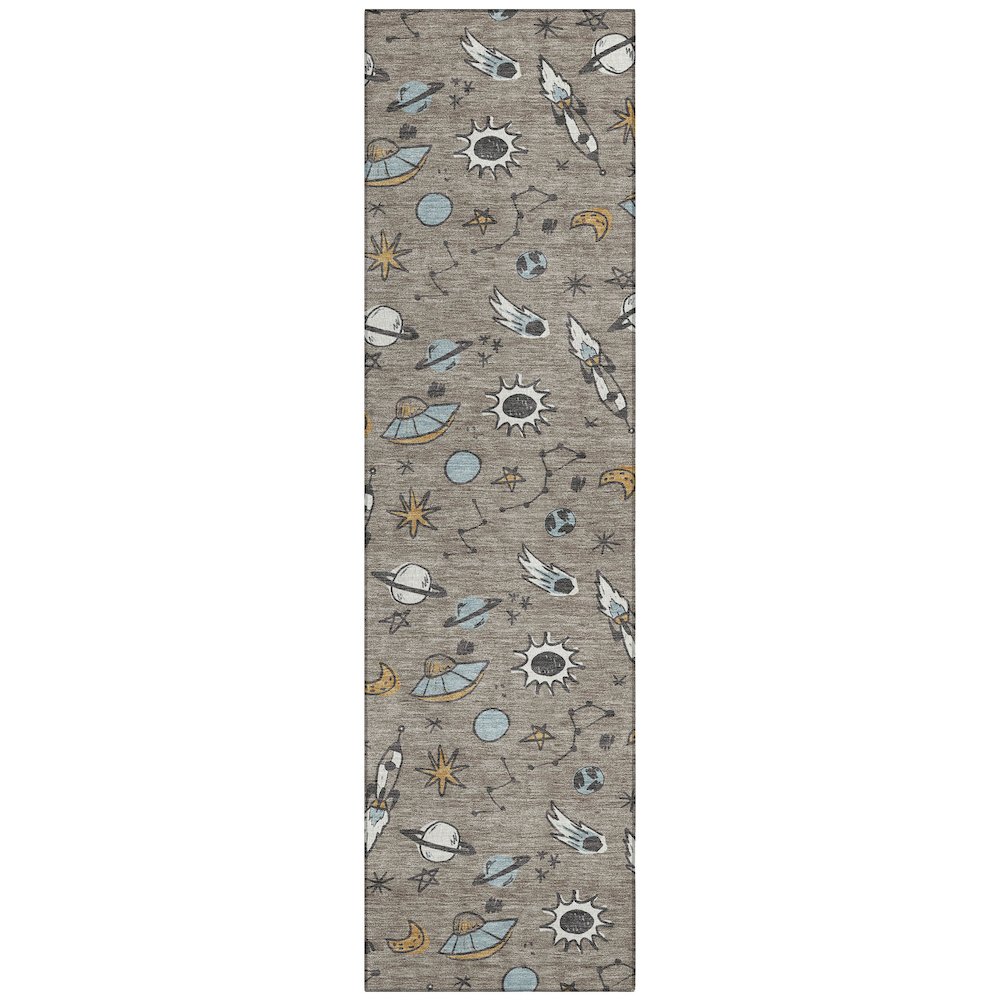 Machine Washable Indoor/Outdoor Chantille ACN2580 Brown 2'3" x 7'6" Runner Rug. Picture 1