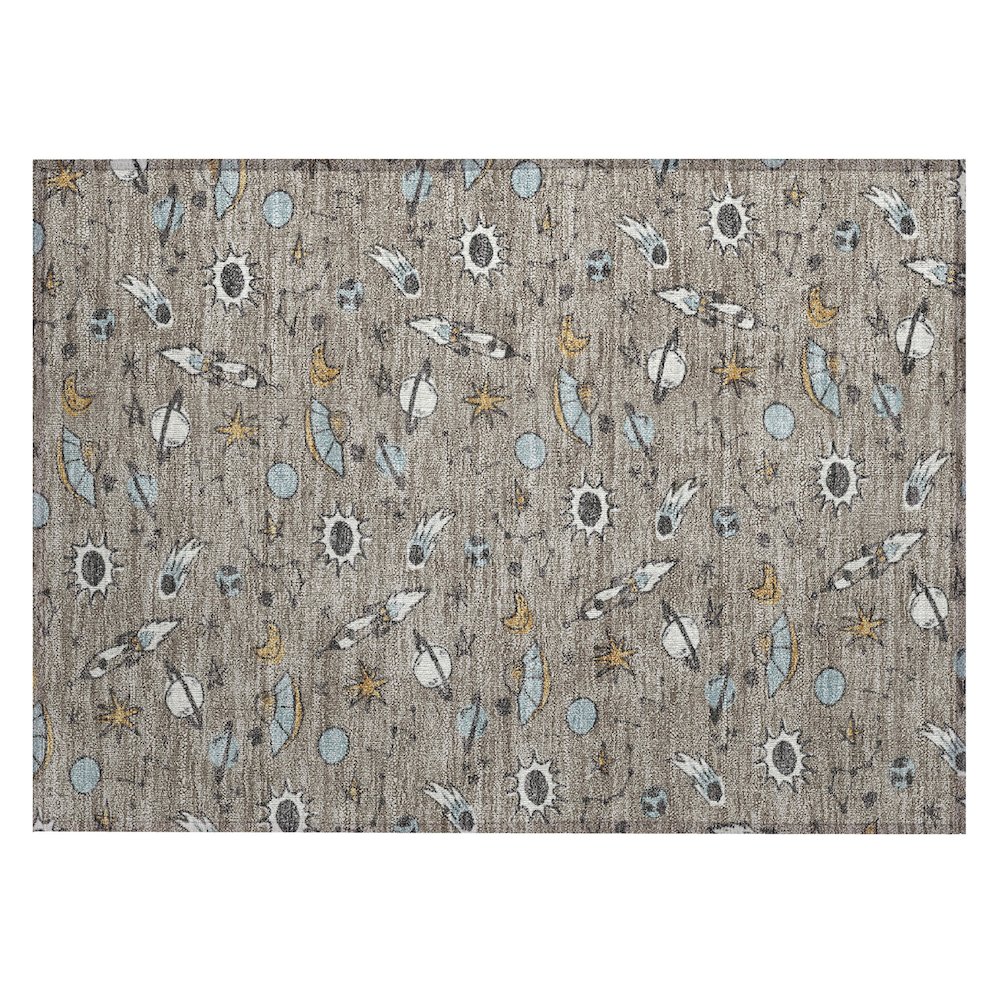 Machine Washable Indoor/Outdoor Chantille ACN2580 Brown 1'8" x 2'6" Rug. Picture 1
