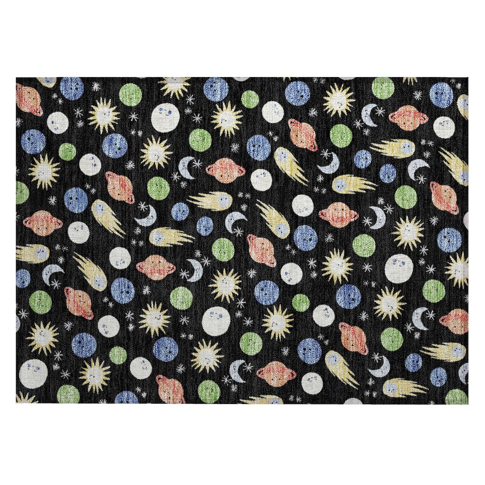 Machine Washable Indoor/Outdoor Chantille ACN2581 Black 1'8" x 2'6" Rug. Picture 1