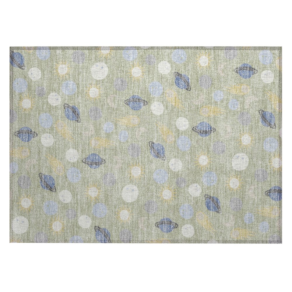 Machine Washable Indoor/Outdoor Chantille ACN2581 Green 1'8" x 2'6" Rug. Picture 1
