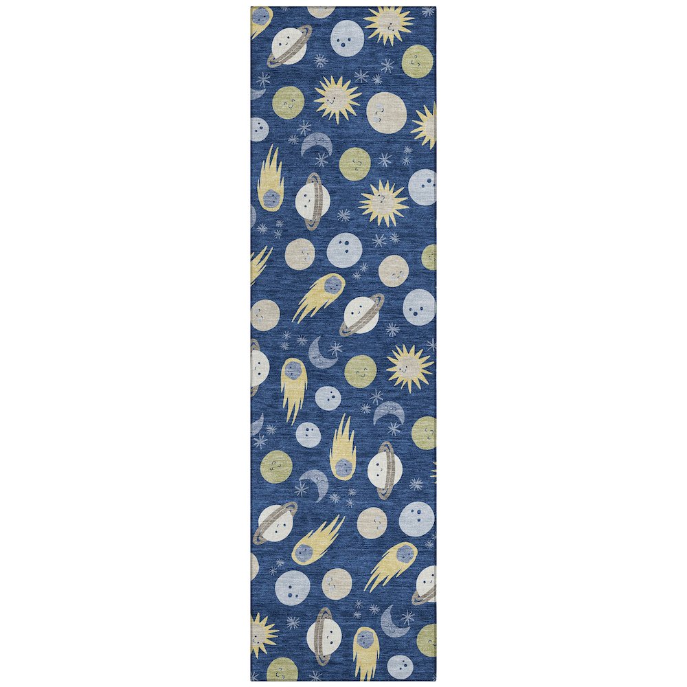 Machine Washable Indoor/Outdoor Chantille ACN2581 Blue 2'3" x 7'6" Runner Rug. Picture 1