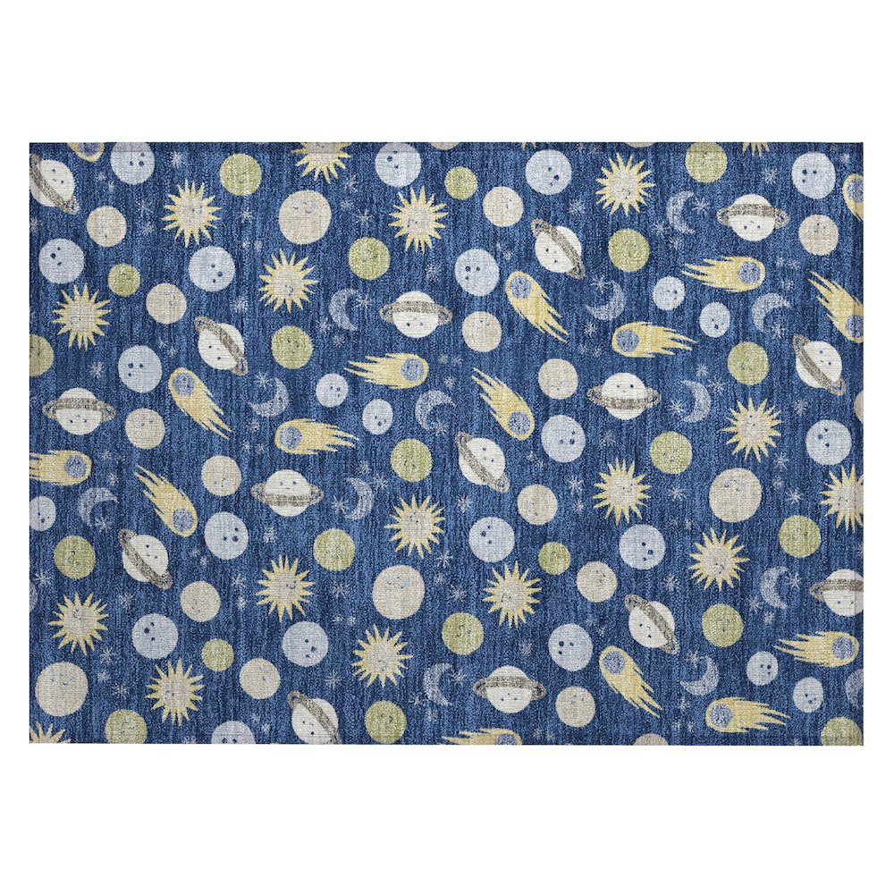 Machine Washable Indoor/Outdoor Chantille ACN2581 Blue 1'8" x 2'6" Rug. Picture 1