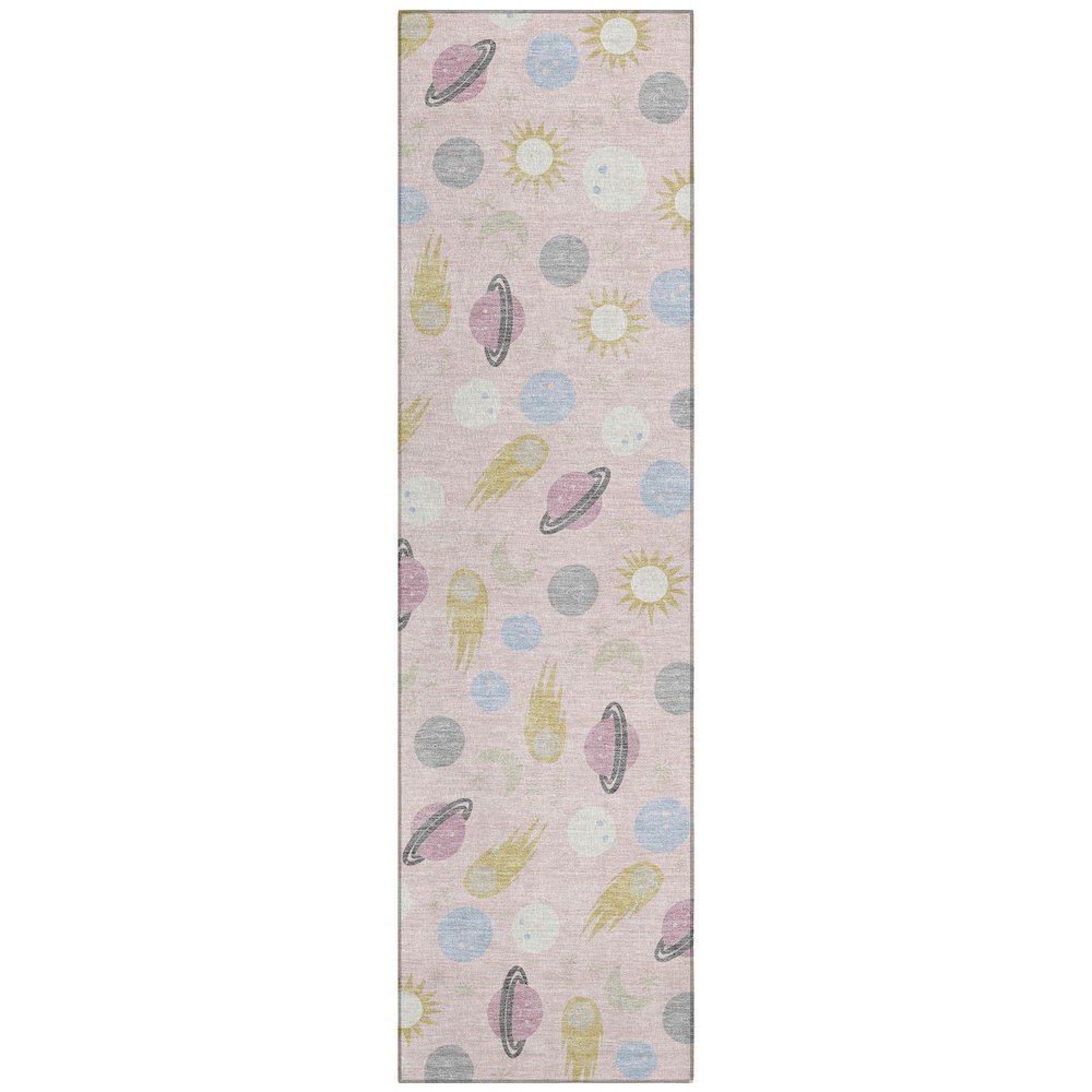 Machine Washable Indoor/Outdoor Chantille ACN2581 Pink 2'3" x 7'6" Runner Rug. Picture 1
