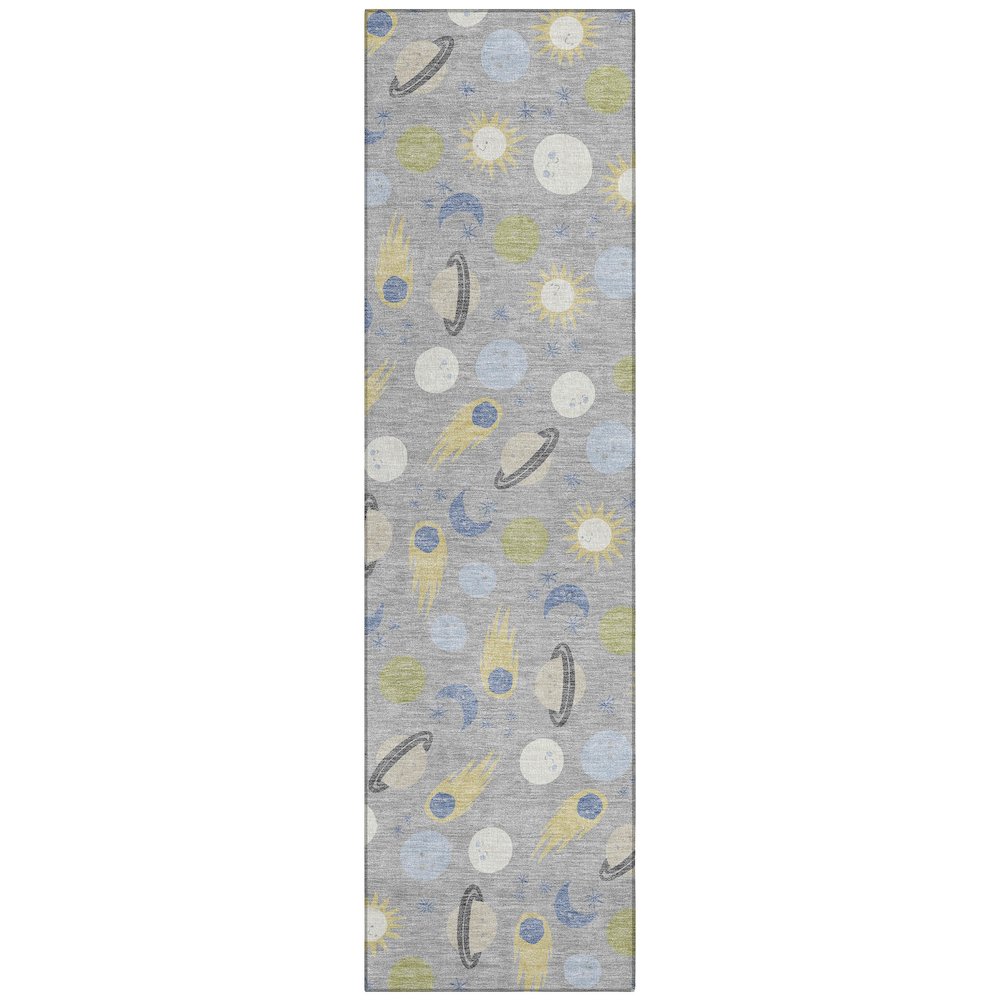 Machine Washable Indoor/Outdoor Chantille ACN2581 Gray 2'3" x 7'6" Runner Rug. Picture 1