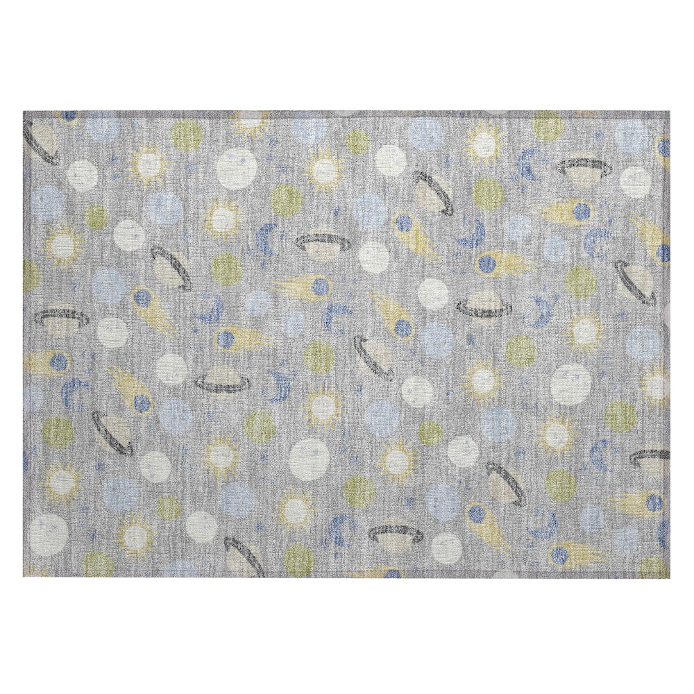 Machine Washable Indoor/Outdoor Chantille ACN2581 Gray 1'8" x 2'6" Rug. Picture 1