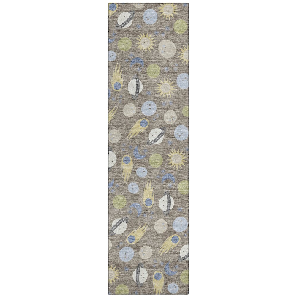 Machine Washable Indoor/Outdoor Chantille ACN2581 Brown 2'3" x 7'6" Runner Rug. Picture 1