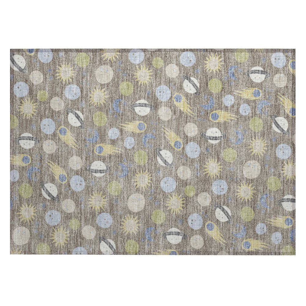 Machine Washable Indoor/Outdoor Chantille ACN2581 Brown 1'8" x 2'6" Rug. Picture 1