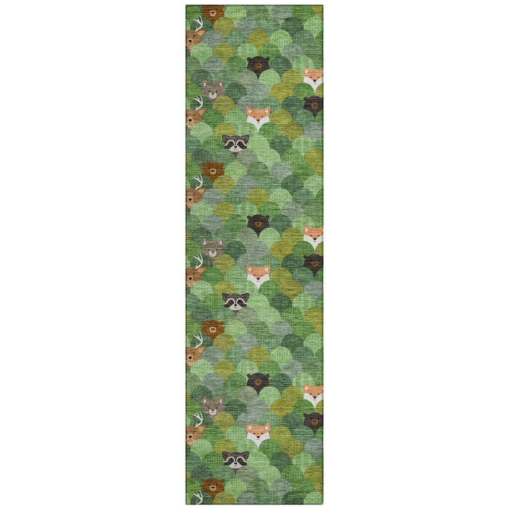 Machine Washable Indoor/Outdoor Chantille ACN2582 Green 2'3" x 7'6" Runner Rug. Picture 1