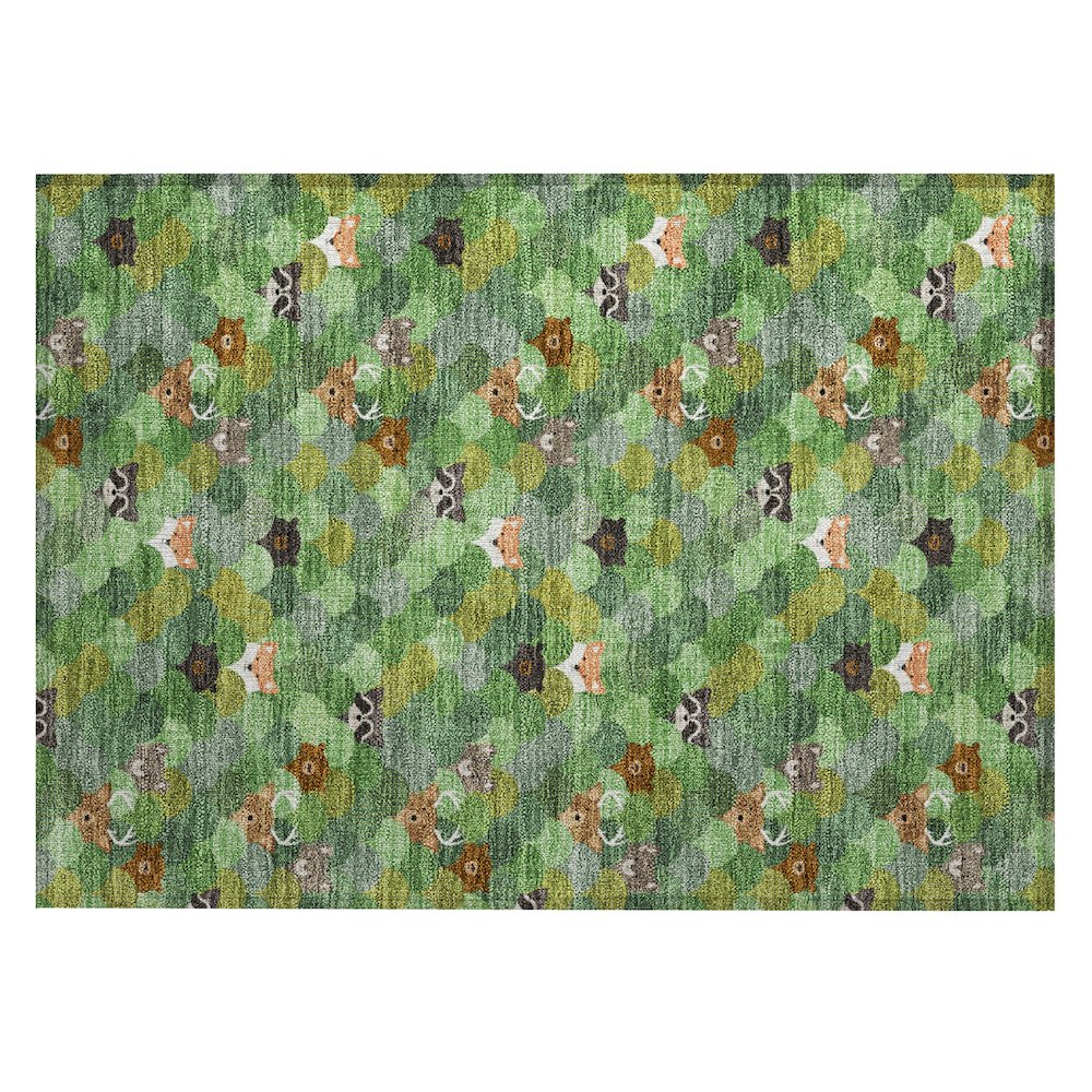 Machine Washable Indoor/Outdoor Chantille ACN2582 Green 1'8" x 2'6" Rug. Picture 1