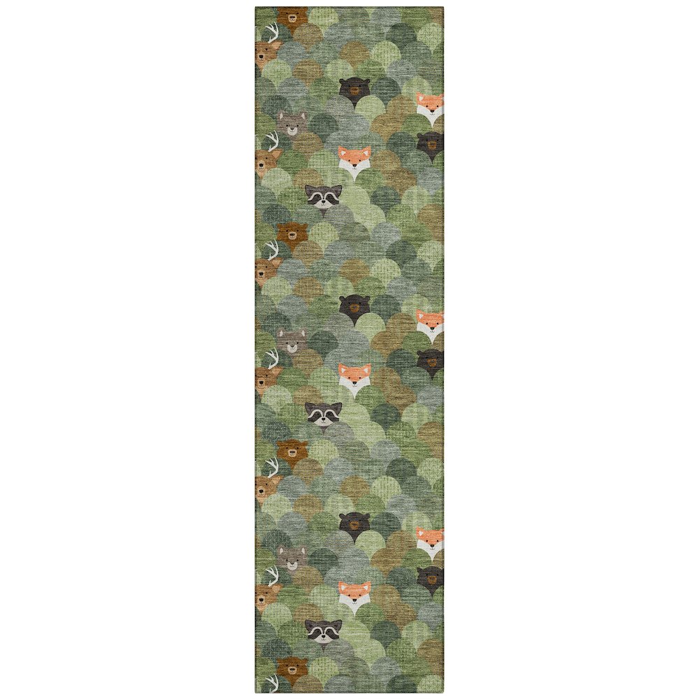 Machine Washable Indoor/Outdoor Chantille ACN2582 Green 2'3" x 7'6" Runner Rug. Picture 1