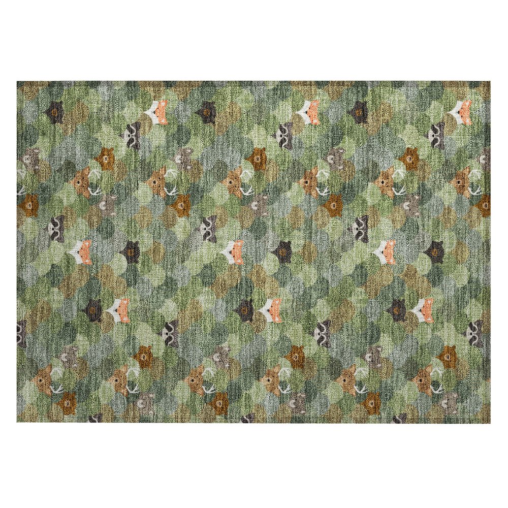 Machine Washable Indoor/Outdoor Chantille ACN2582 Green 1'8" x 2'6" Rug. Picture 1