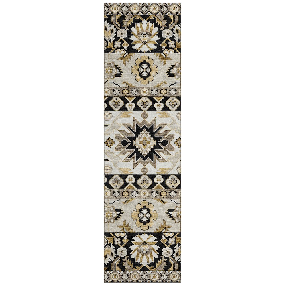 Machine Washable Indoor/Outdoor Chantille ACN2583 Black 2'3" x 7'6" Runner Rug. Picture 1