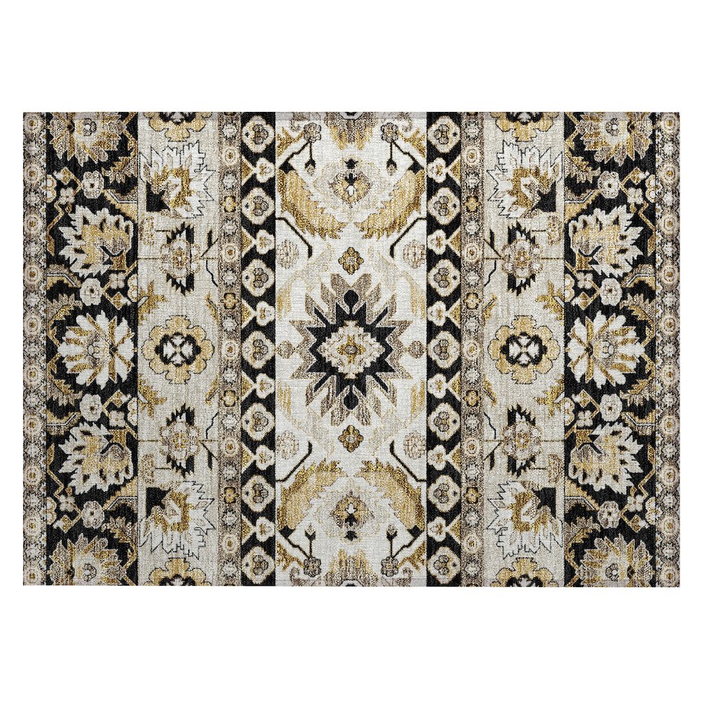 Machine Washable Indoor/Outdoor Chantille ACN2583 Black 1'8" x 2'6" Rug. Picture 1