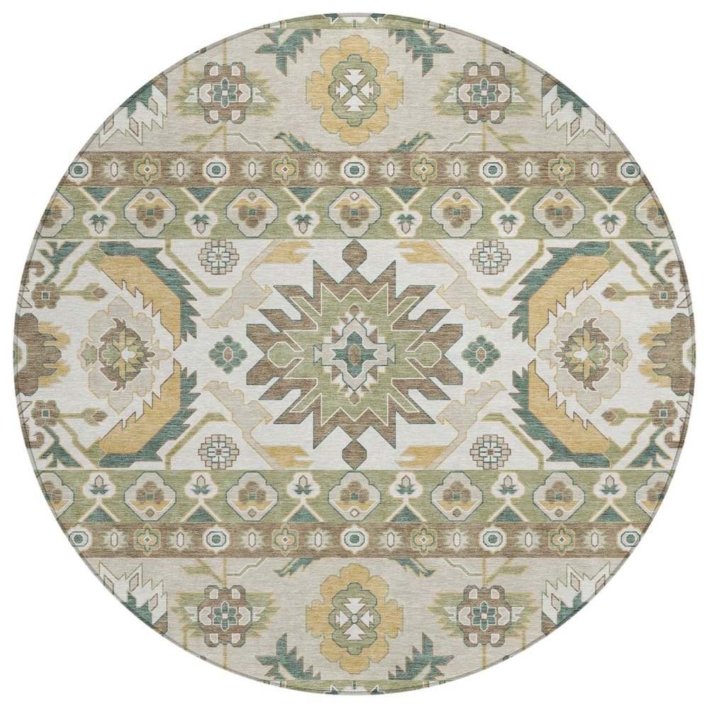 Machine Washable Indoor/Outdoor Chantille ACN2583 Green 8' x 8' Round Rug. Picture 1