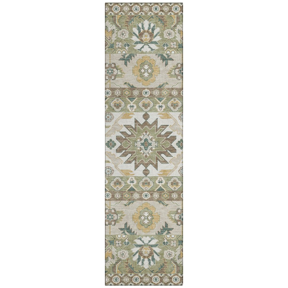 Machine Washable Indoor/Outdoor Chantille ACN2583 Green 2'3" x 7'6" Runner Rug. Picture 1
