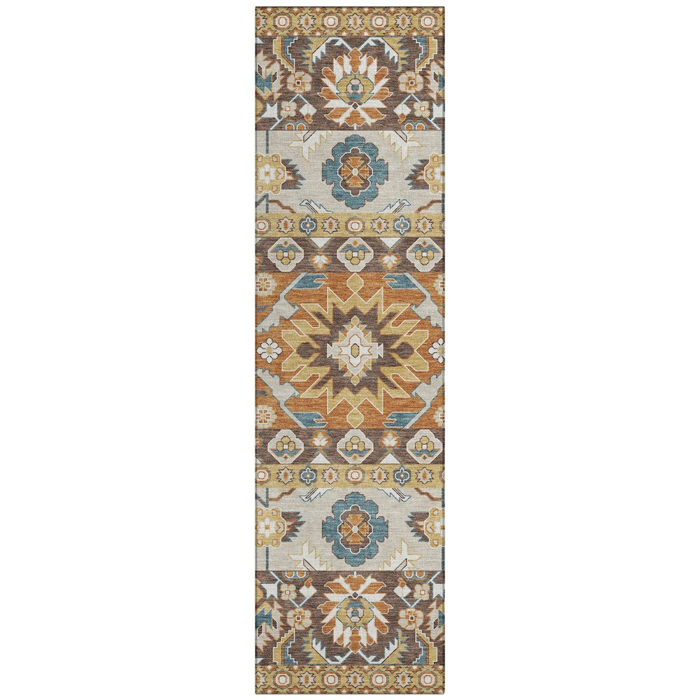 Machine Washable Indoor/Outdoor Chantille ACN2583 Brown 2'3" x 7'6" Runner Rug. Picture 1