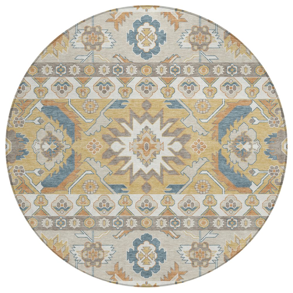 Machine Washable Indoor/Outdoor Chantille ACN2583 Ivory 8' x 8' Round Rug. Picture 1
