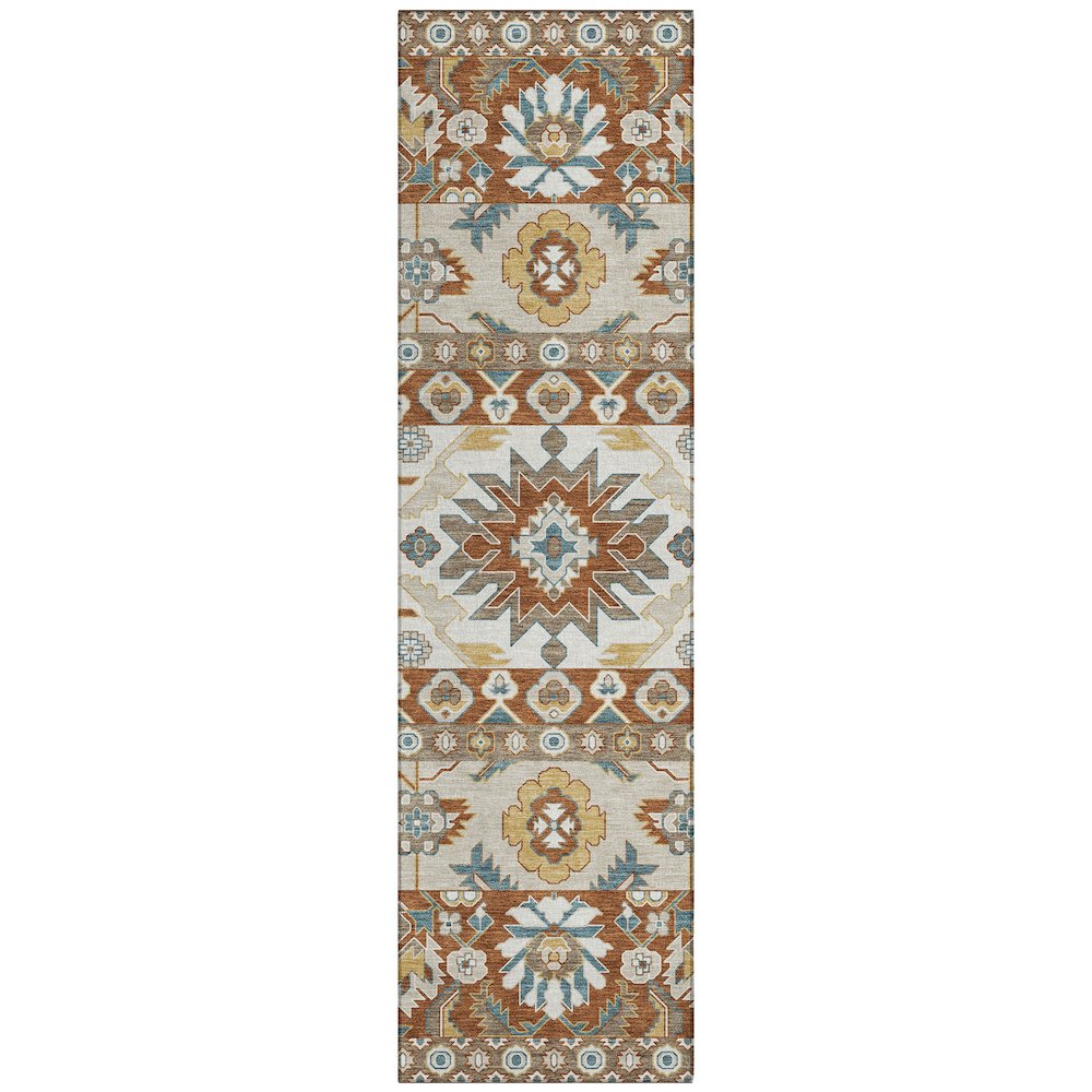 Machine Washable Indoor/Outdoor Chantille ACN2583 Orange 2'3" x 7'6" Runner Rug. Picture 1