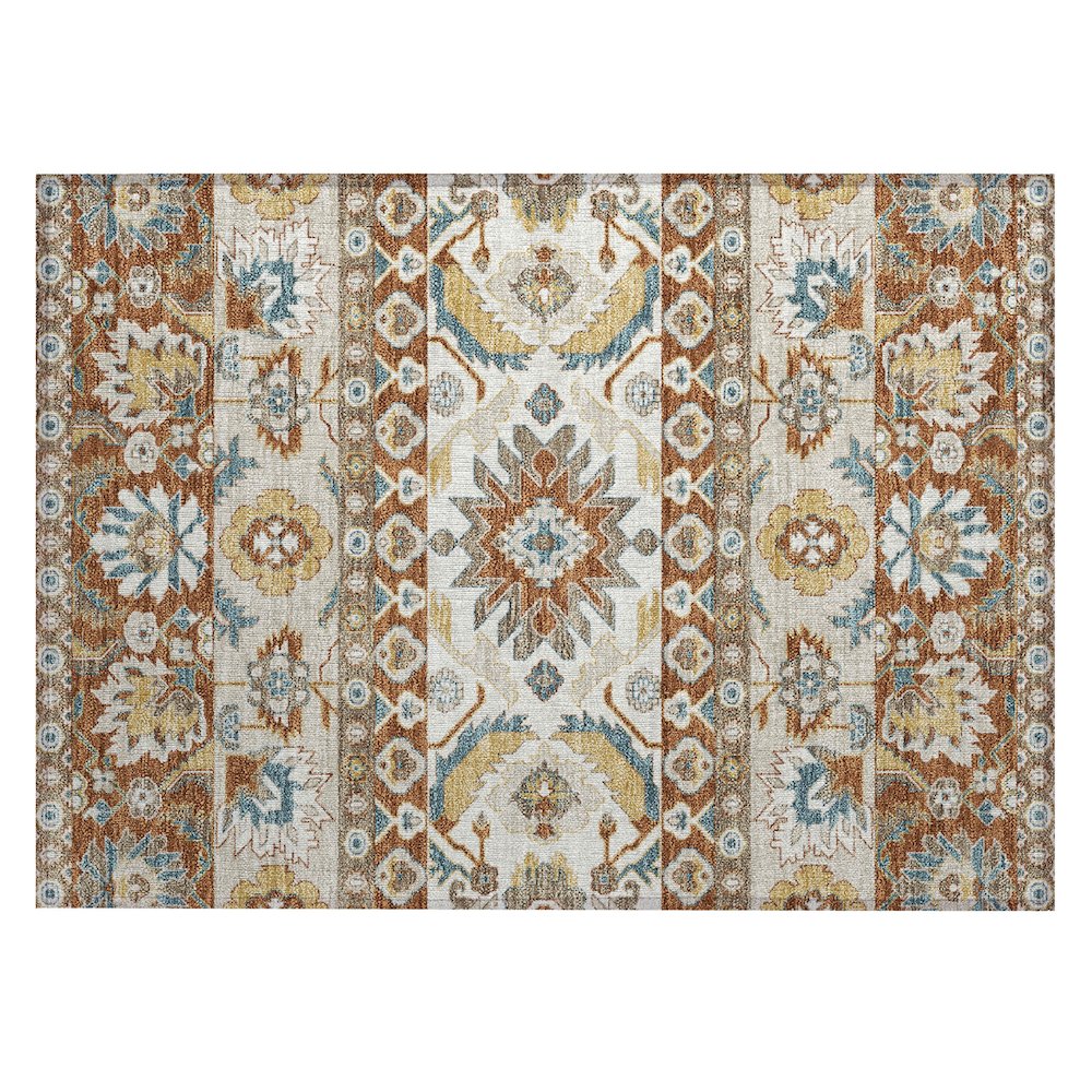Machine Washable Indoor/Outdoor Chantille ACN2583 Orange 1'8" x 2'6" Rug. Picture 1