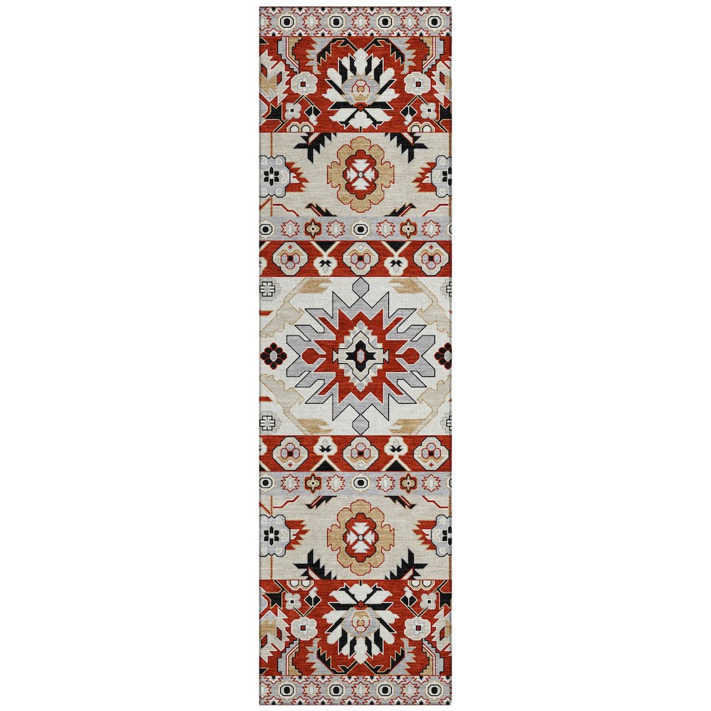 Machine Washable Indoor/Outdoor Chantille ACN2583 Red 2'3" x 7'6" Runner Rug. Picture 1