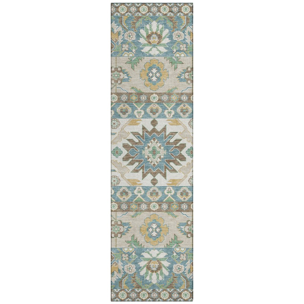 Machine Washable Indoor/Outdoor Chantille ACN2583 Teal 2'3" x 7'6" Runner Rug. Picture 1