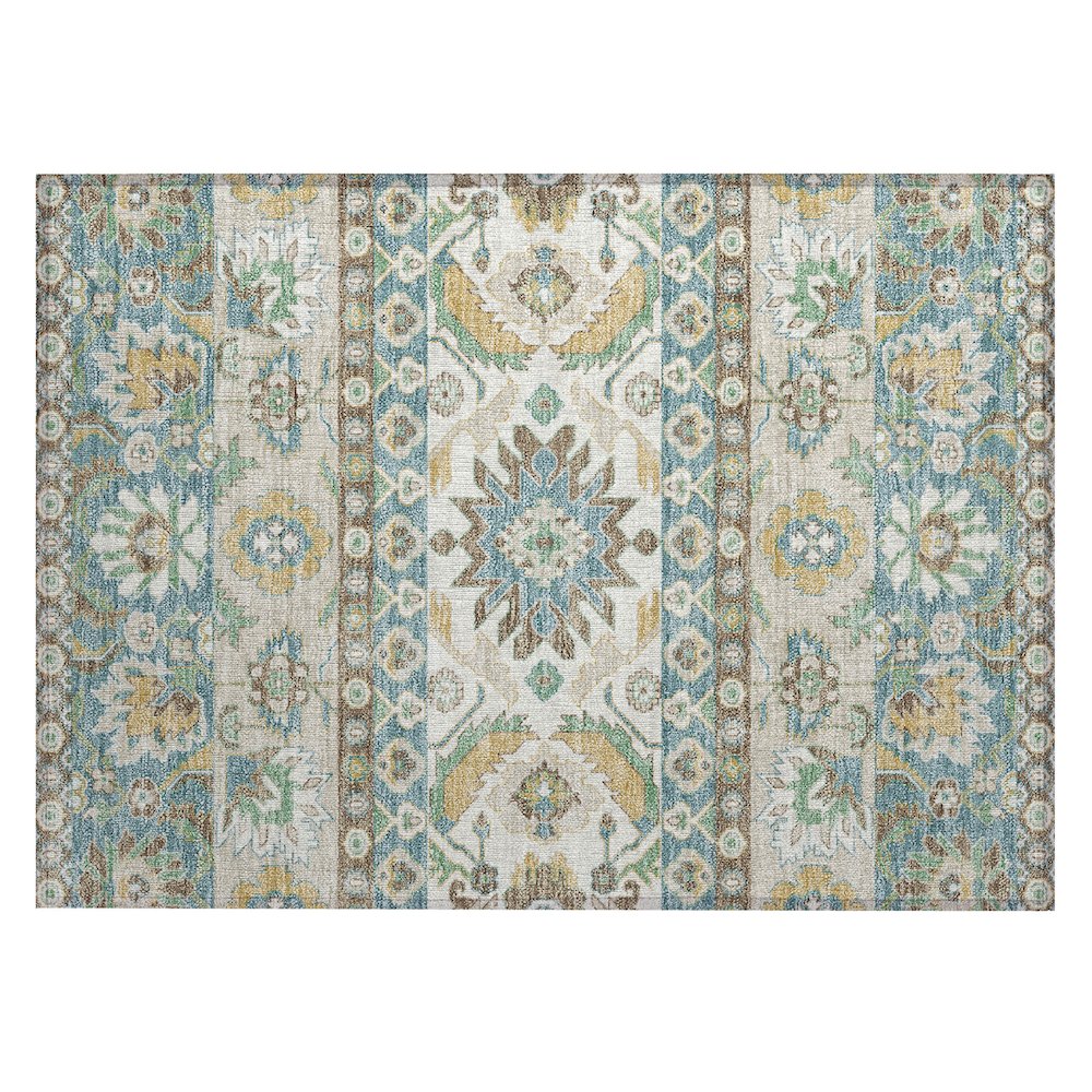 Machine Washable Indoor/Outdoor Chantille ACN2583 Teal 1'8" x 2'6" Rug. Picture 1